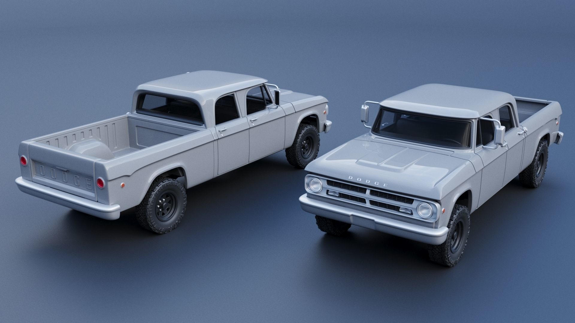 Dodge W200 Power Wagon Crew Cab 1970  3D print model_1