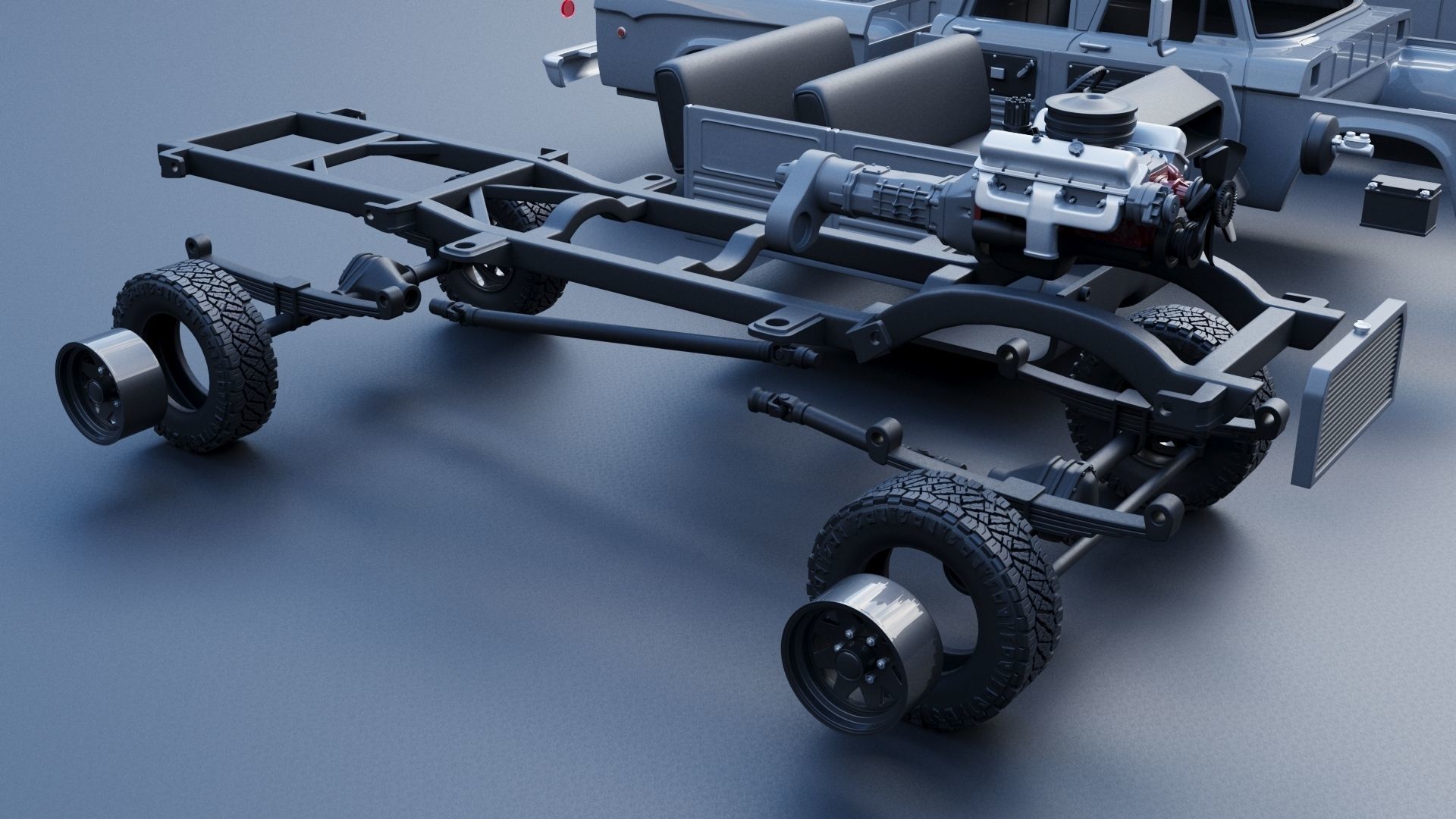 Dodge W200 Power Wagon Crew Cab 1970  3D print model_27