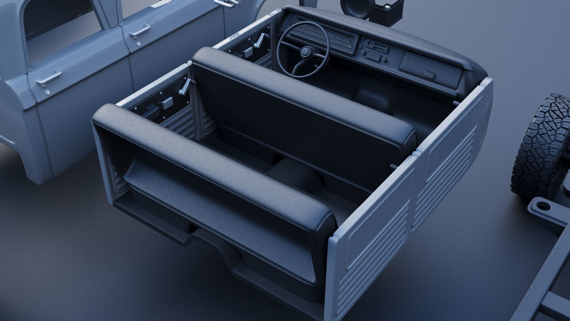 Dodge W200 Power Wagon Crew Cab 1970  3D print model_24