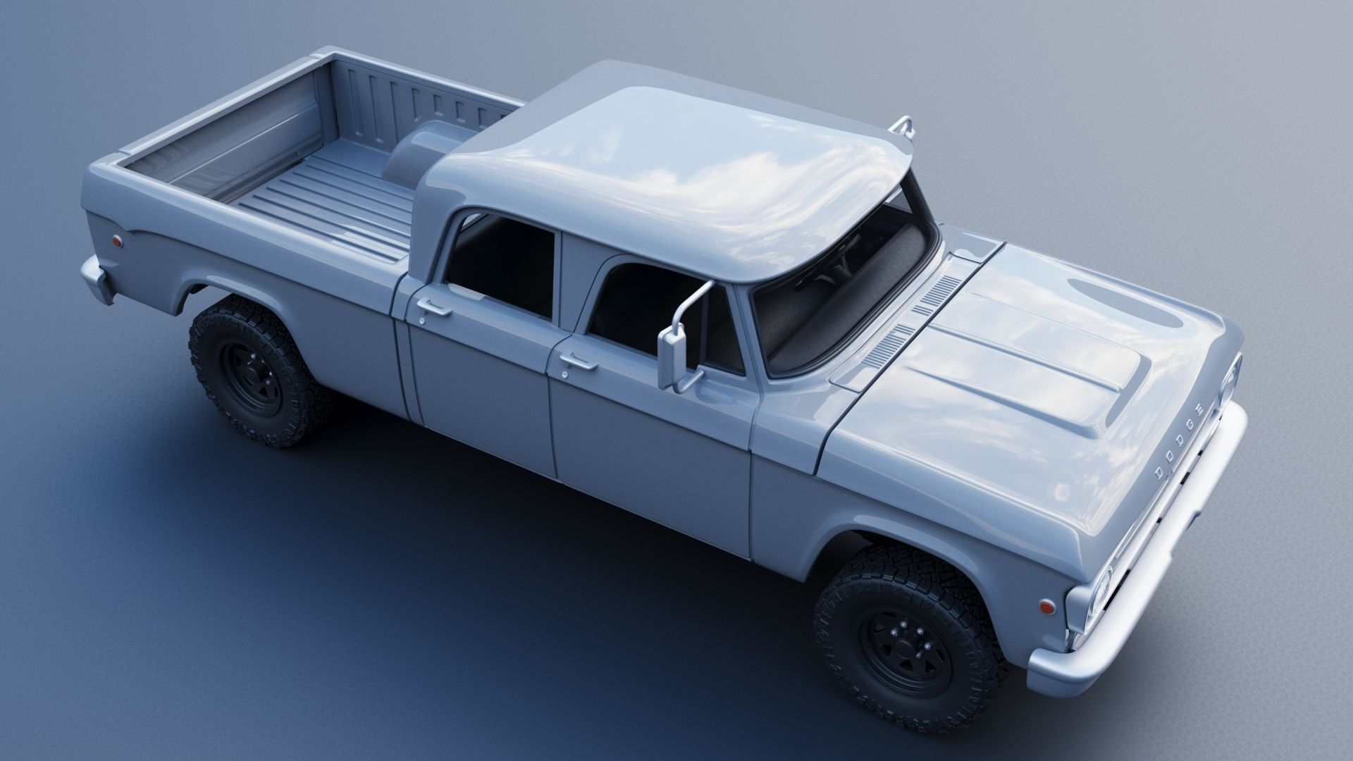 Dodge W200 Power Wagon Crew Cab 1970  3D print model_9