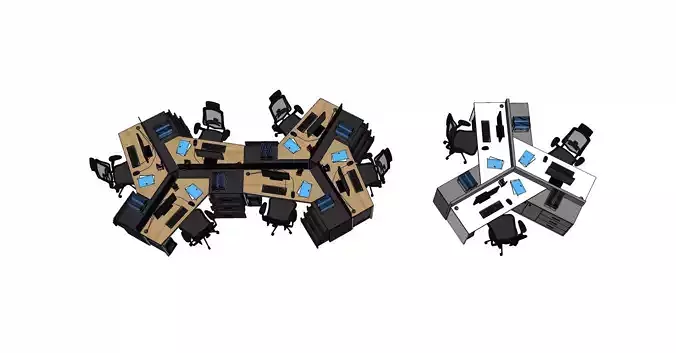 3D model Modular Office Workstation desk Tables 3D model
