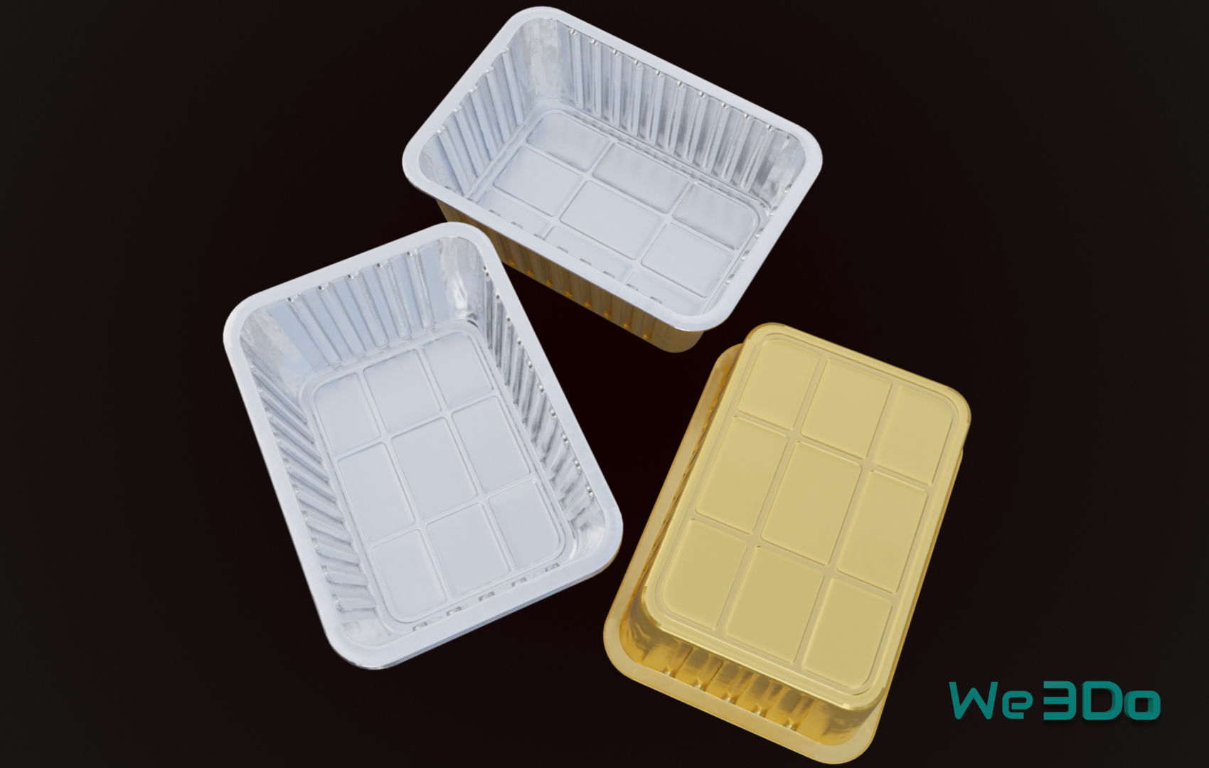 Aluminum Foil Meal Tray Food Low-poly 3D model_3