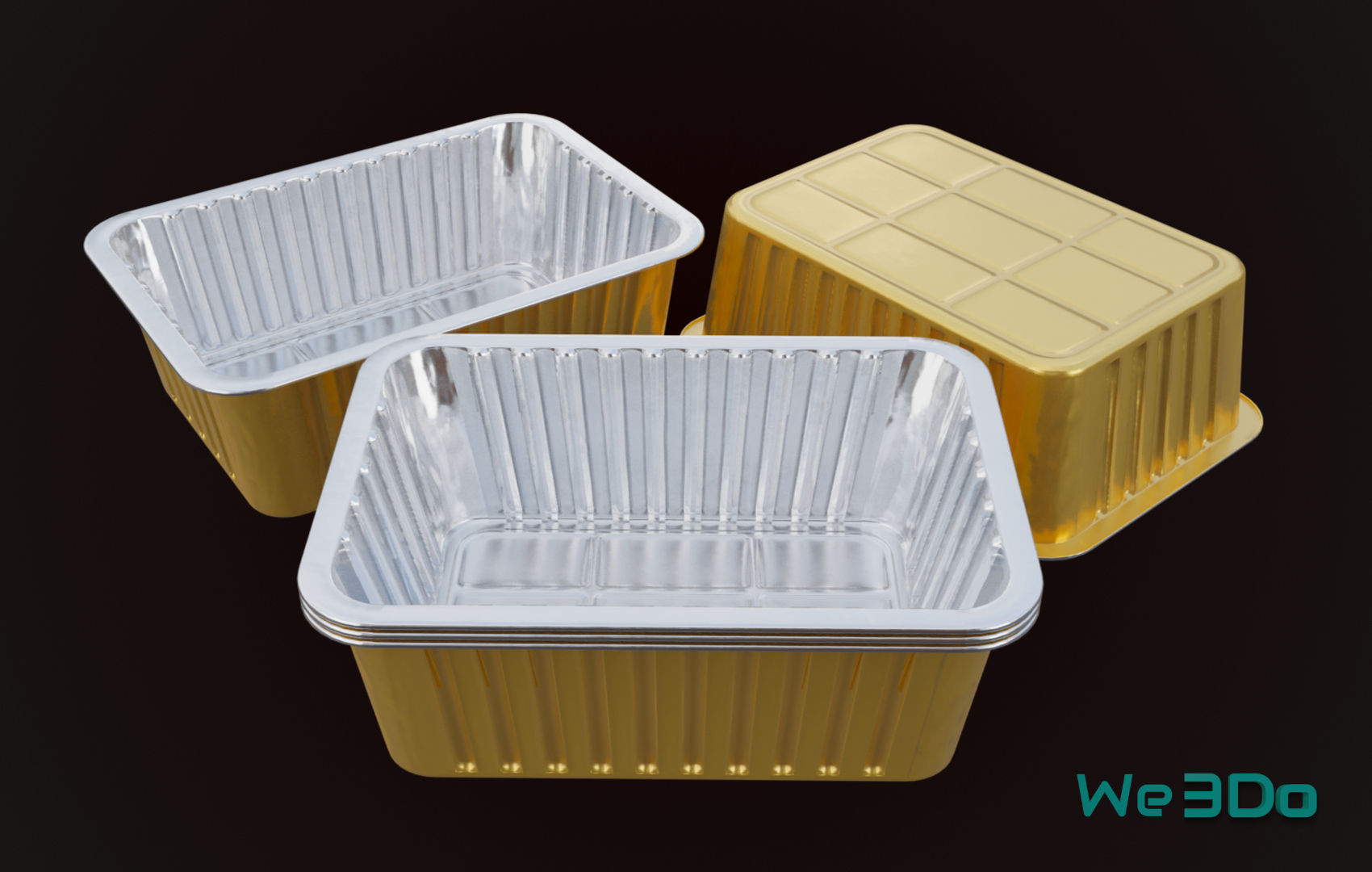 Aluminum Foil Meal Tray Food Low-poly 3D model_7