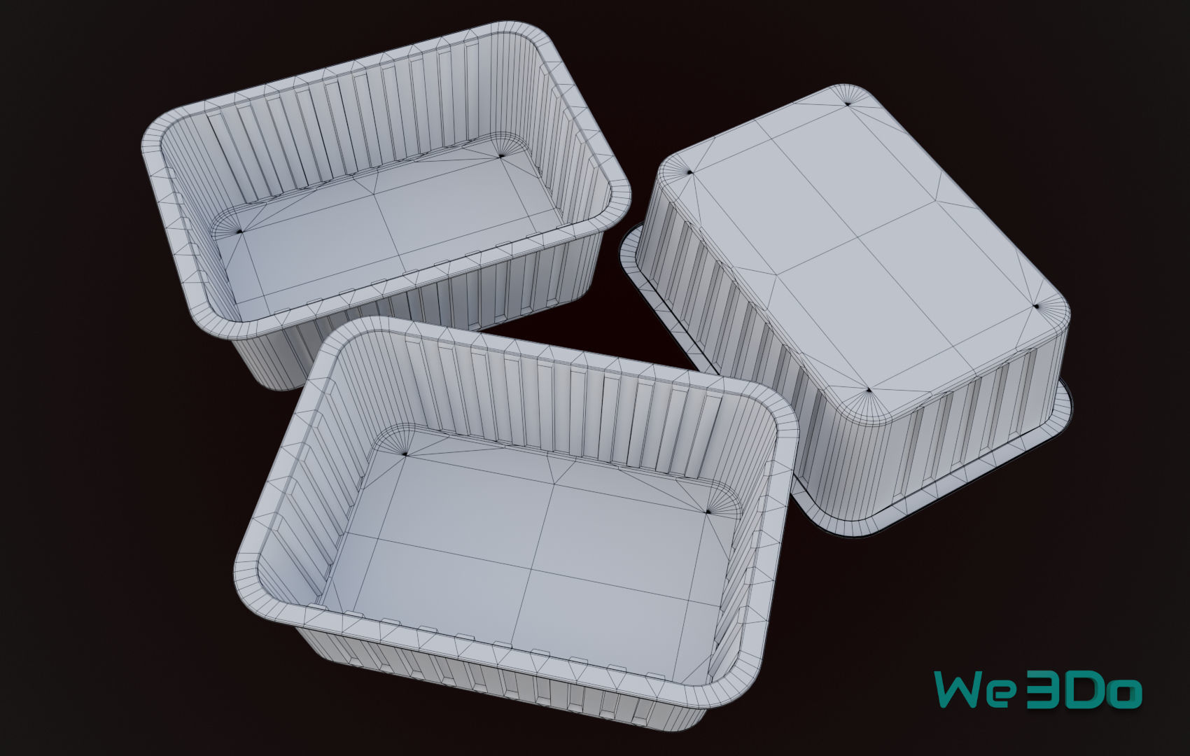 Aluminum Foil Meal Tray Food Low-poly 3D model_30