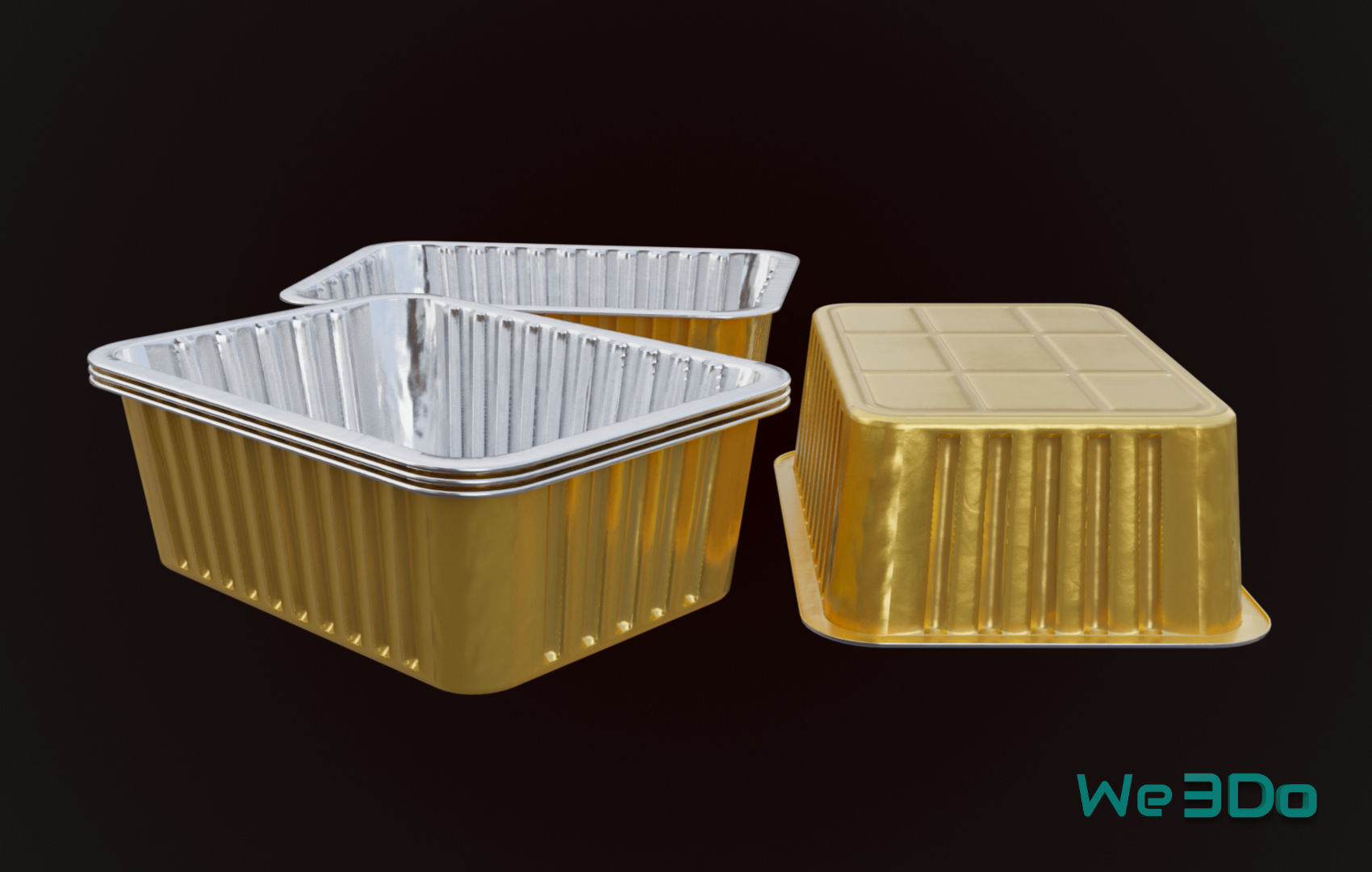 Aluminum Foil Meal Tray Food Low-poly 3D model_1