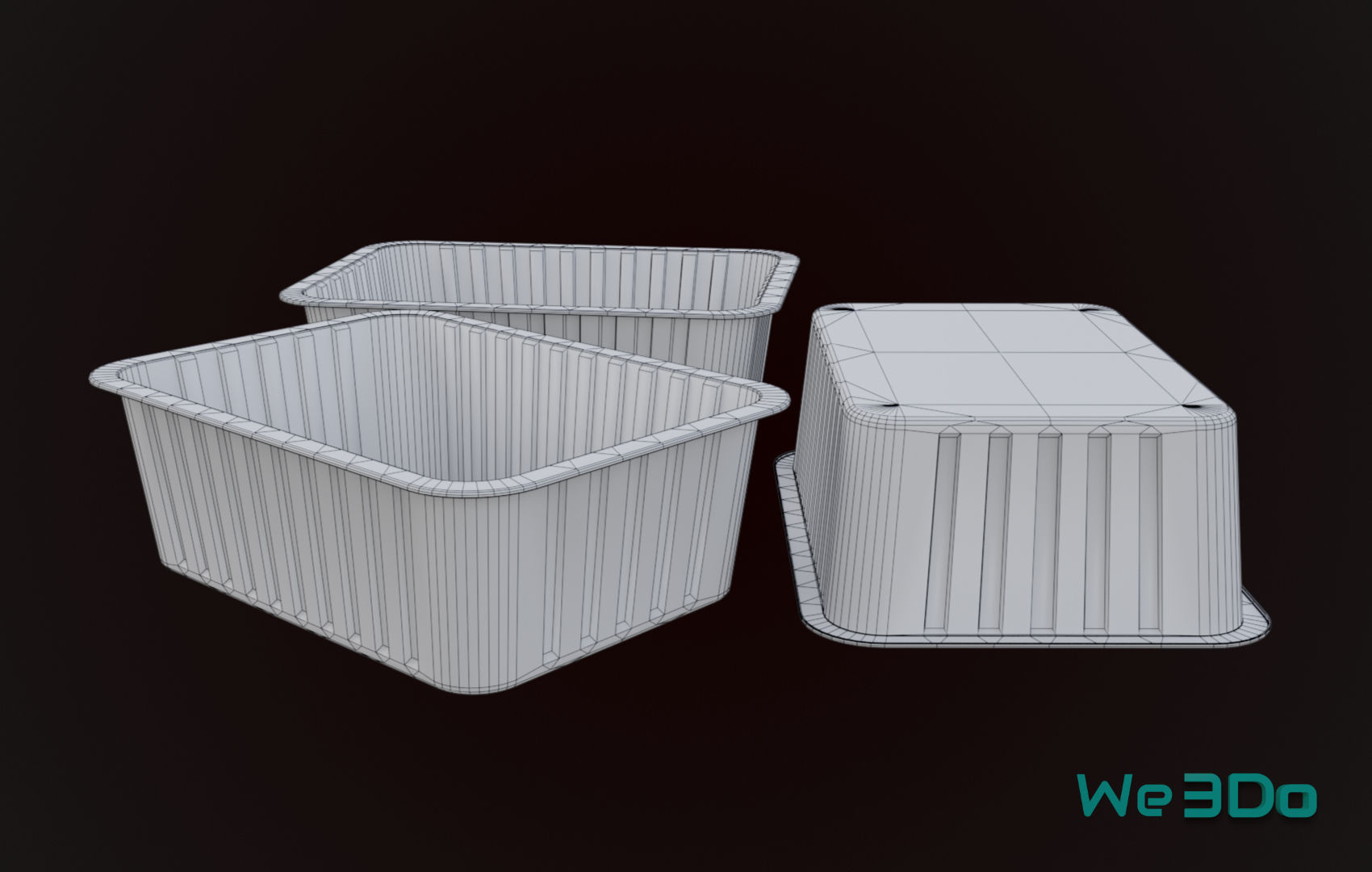 Aluminum Foil Meal Tray Food Low-poly 3D model_24