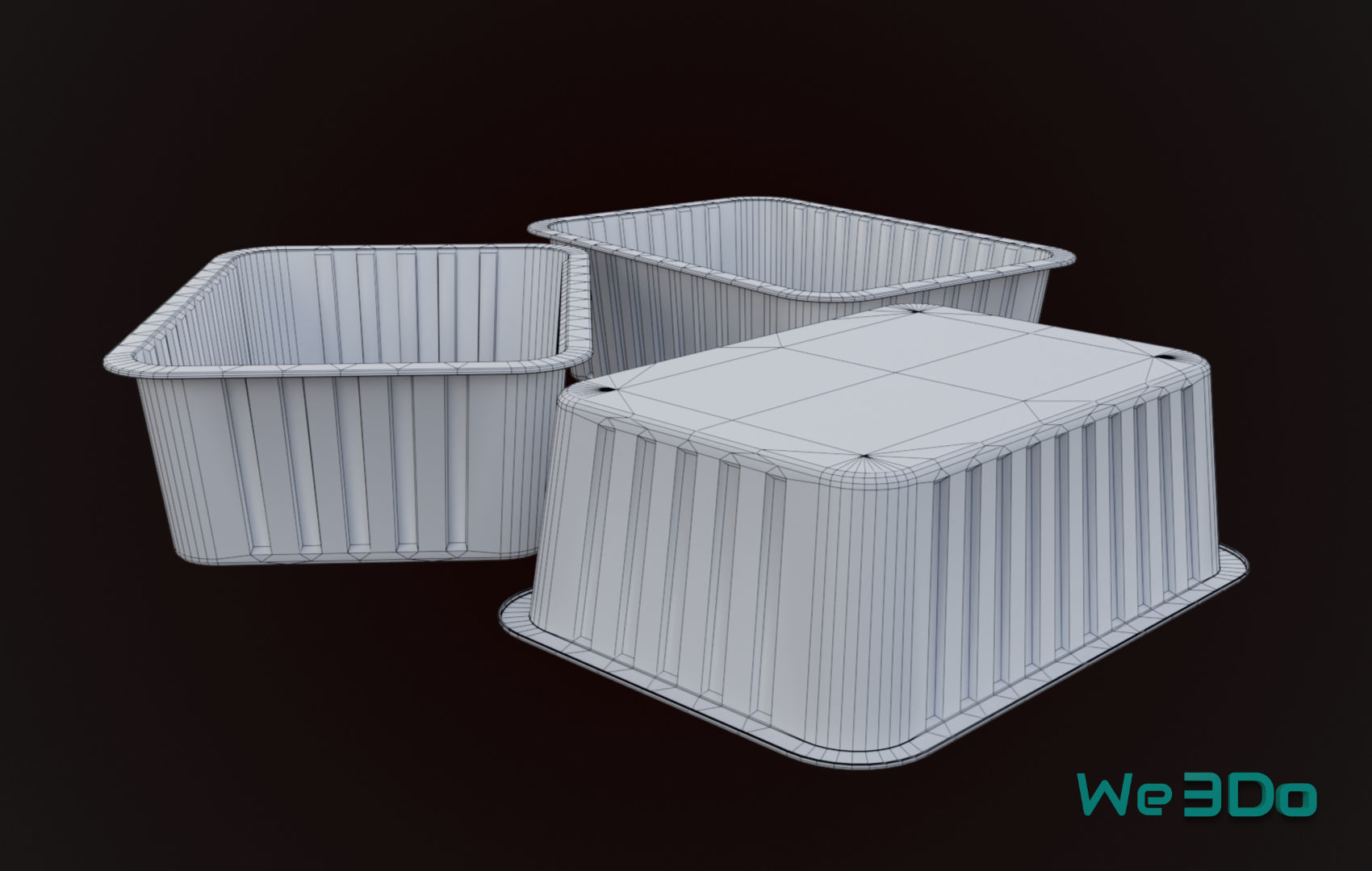 Aluminum Foil Meal Tray Food Low-poly 3D model_27