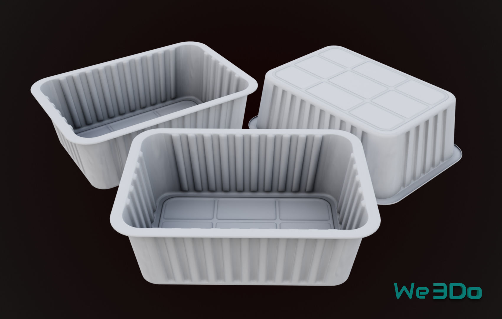 Aluminum Foil Meal Tray Food Low-poly 3D model_15