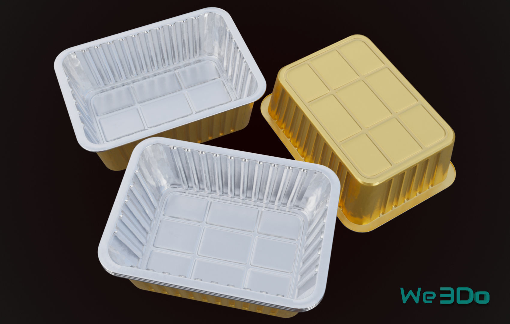 Aluminum Foil Meal Tray Food Low-poly 3D model_6