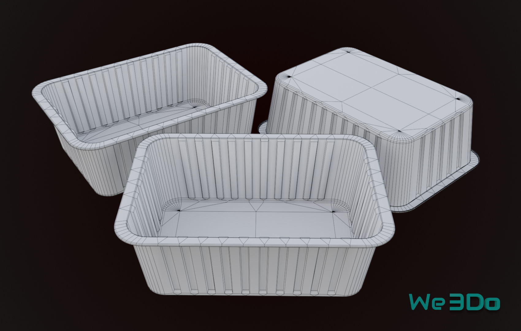 Aluminum Foil Meal Tray Food Low-poly 3D model_31