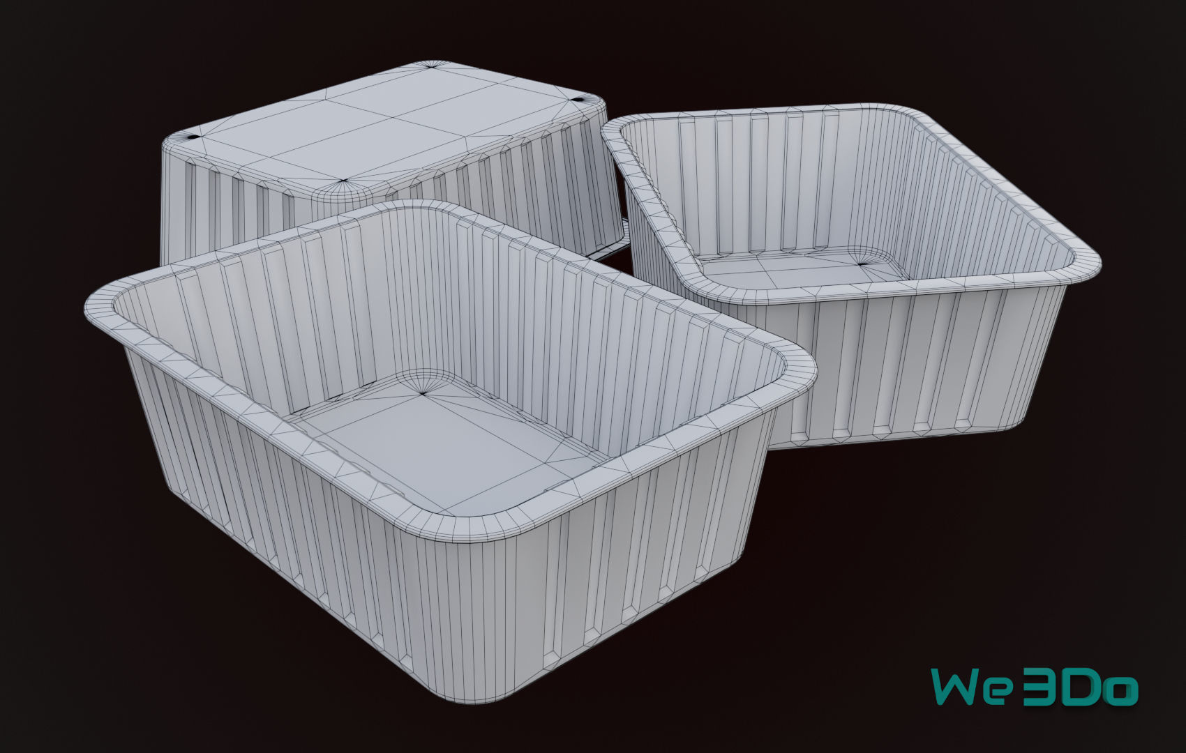 Aluminum Foil Meal Tray Food Low-poly 3D model_28