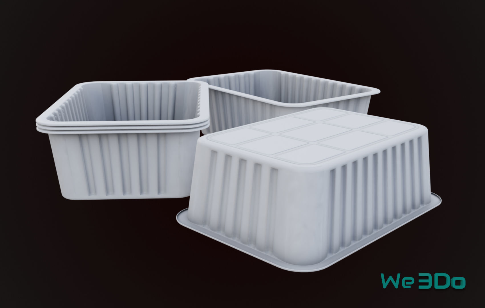Aluminum Foil Meal Tray Food Low-poly 3D model_11