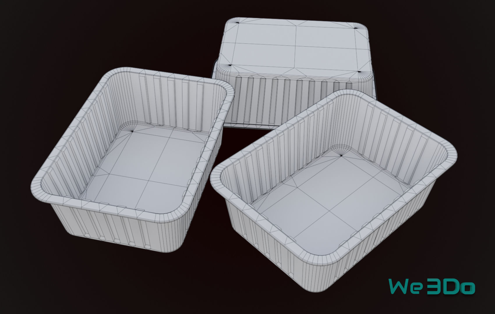 Aluminum Foil Meal Tray Food Low-poly 3D model_25