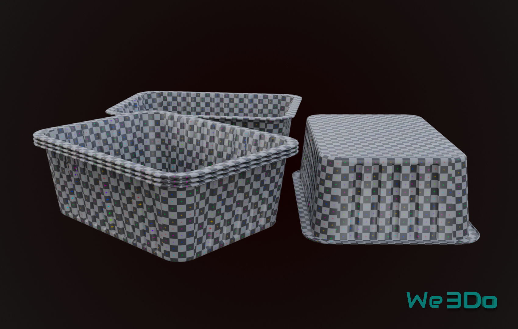 Aluminum Foil Meal Tray Food Low-poly 3D model_16