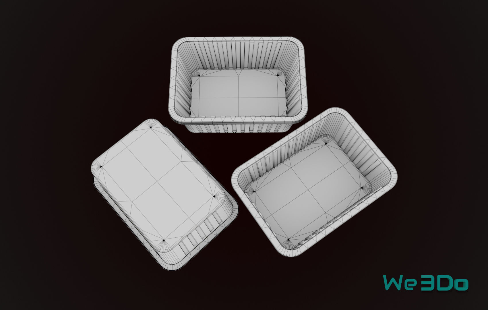 Aluminum Foil Meal Tray Food Low-poly 3D model_29