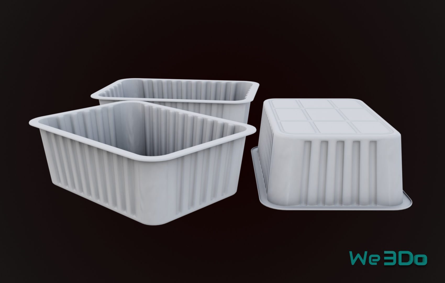 Aluminum Foil Meal Tray Food Low-poly 3D model_8
