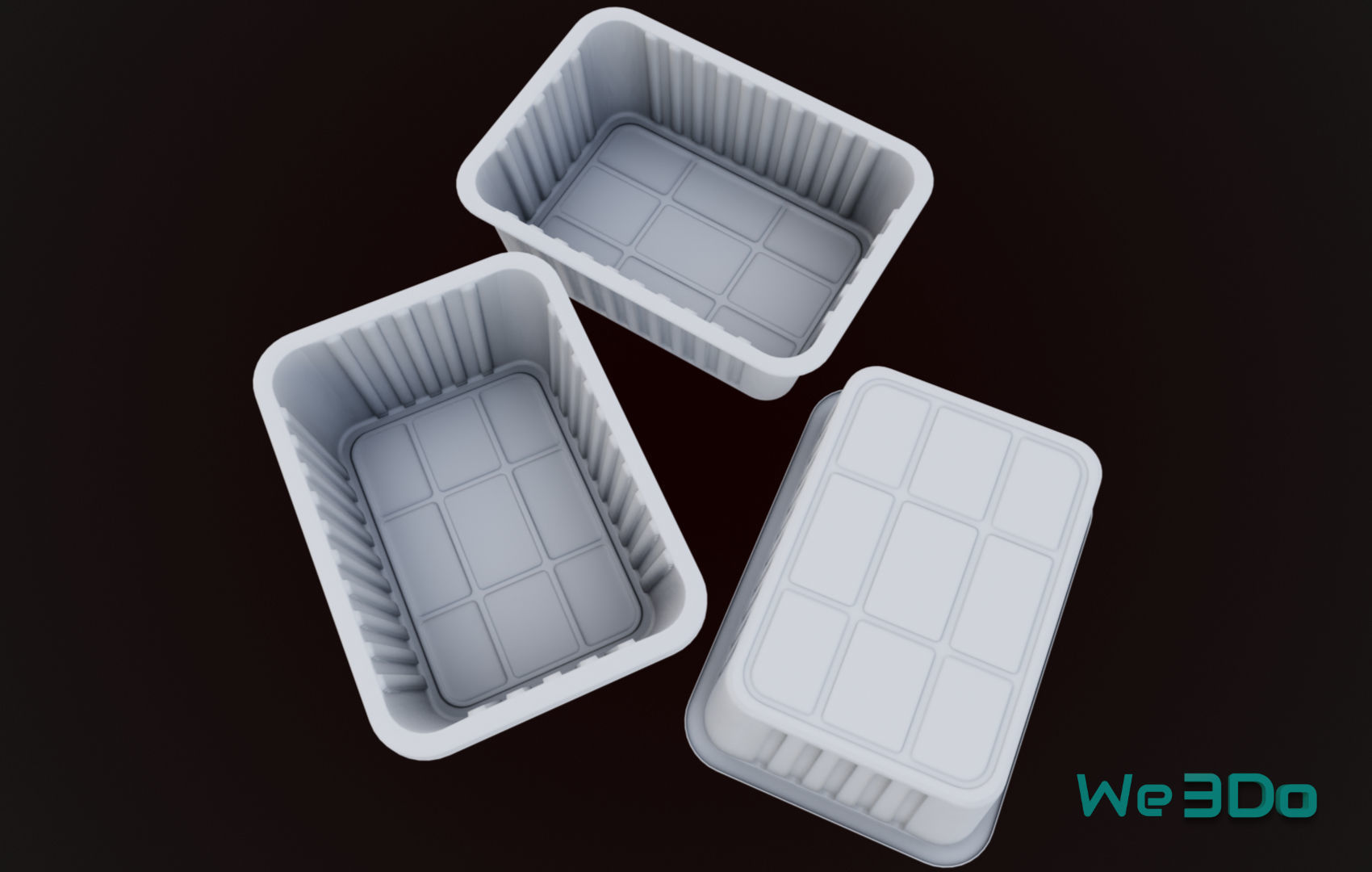 Aluminum Foil Meal Tray Food Low-poly 3D model_10