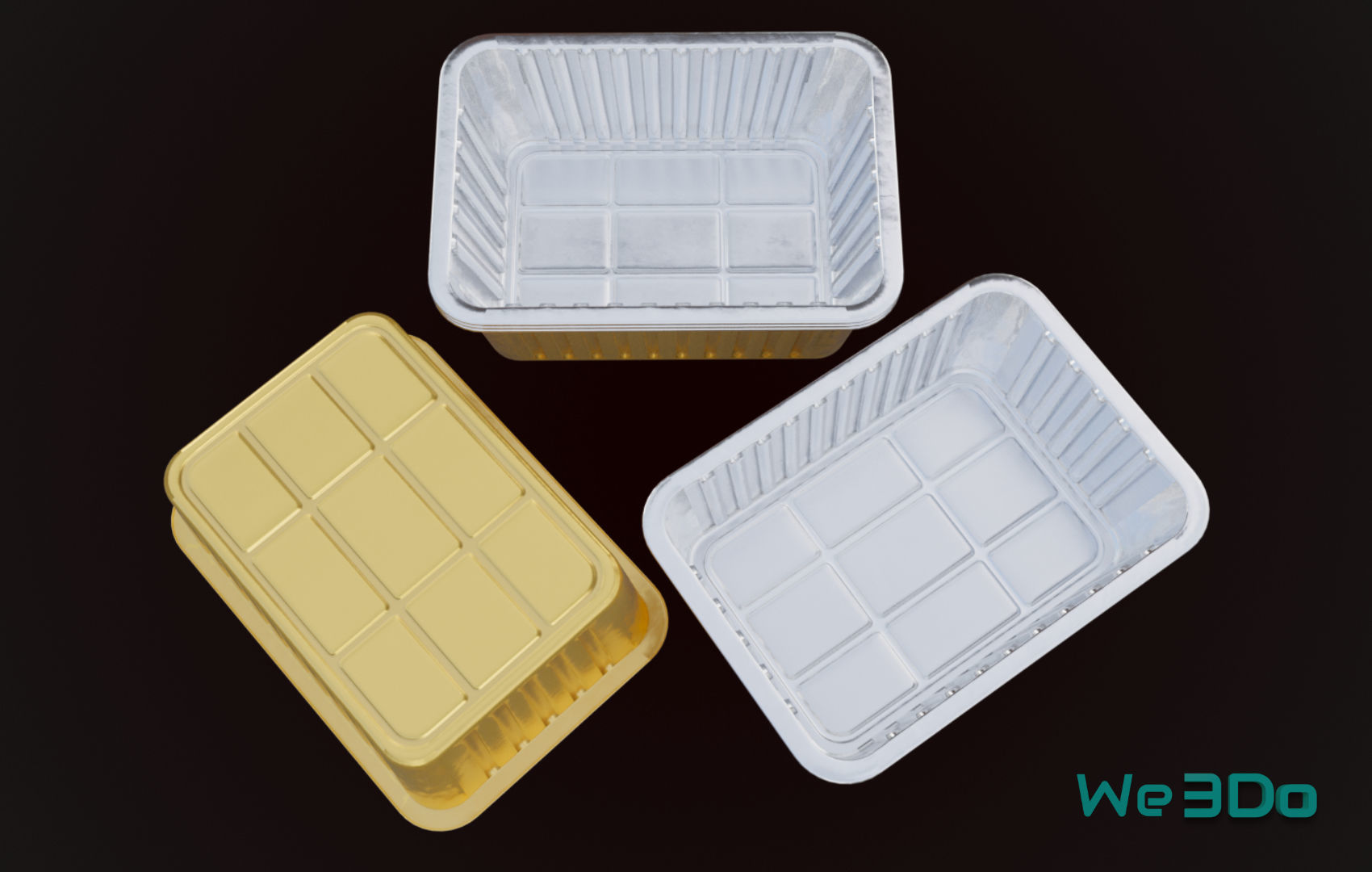 Aluminum Foil Meal Tray Food Low-poly 3D model_5