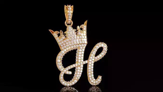 Crown Initial H Pendant