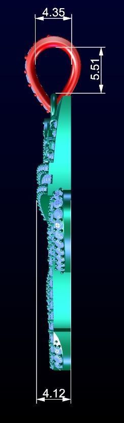 Crown Initial H Pendant 3D print model_2