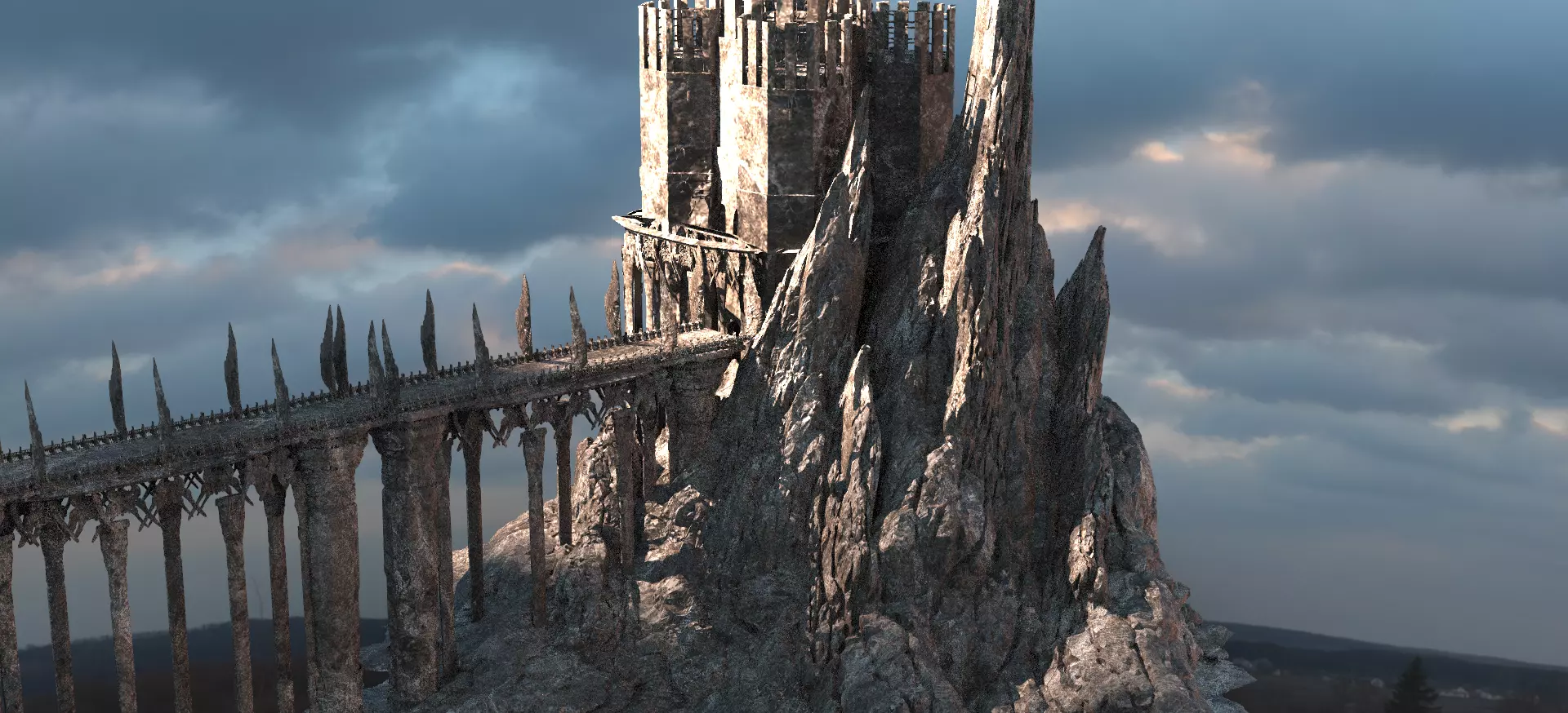 Persian Empire Tower Rocks 3D model_0