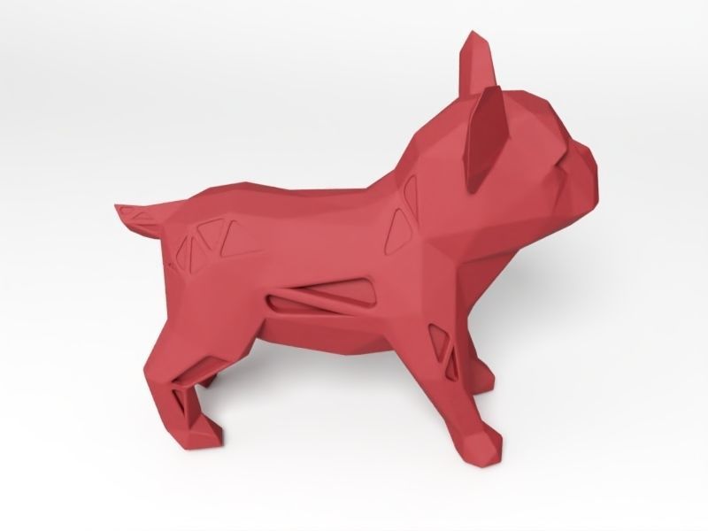 Polygonal Bulldog Puppy 3D print model_4