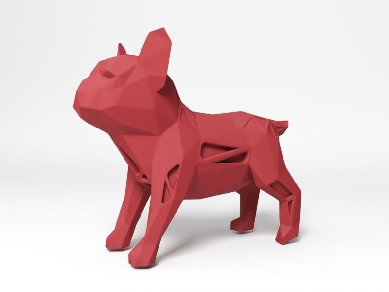 Polygonal Bulldog Puppy 3D print model_1