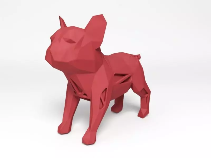 Polygonal Bulldog Puppy 3D print model_0