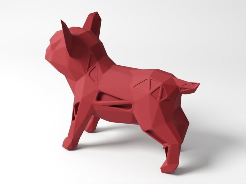 Polygonal Bulldog Puppy 3D print model_2