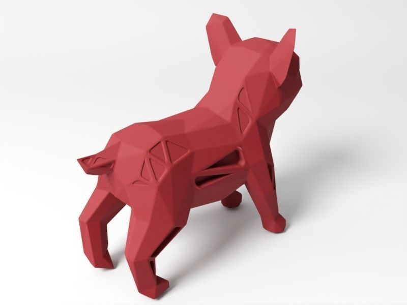 Polygonal Bulldog Puppy 3D print model_3