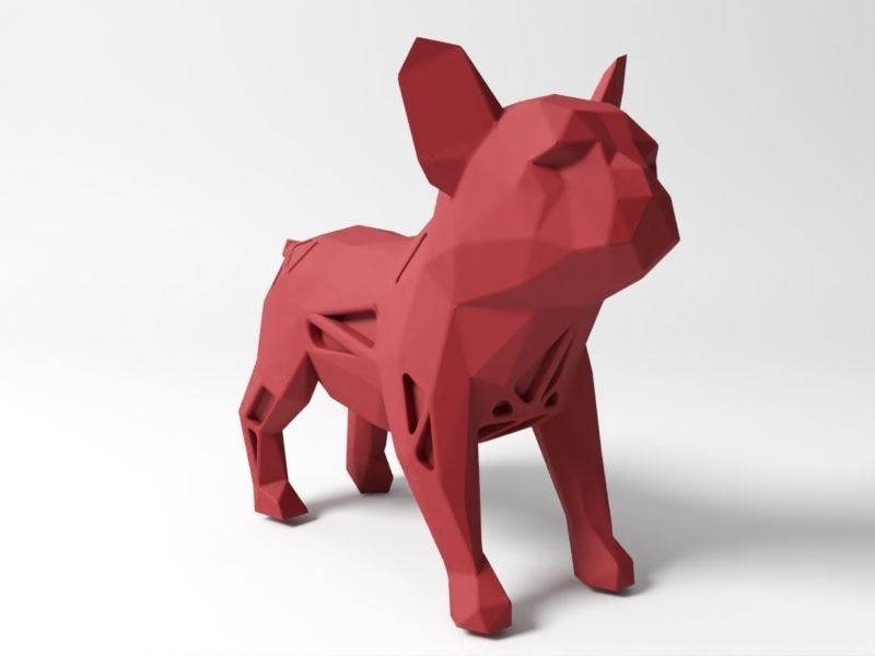 Polygonal Bulldog Puppy 3D print model_5