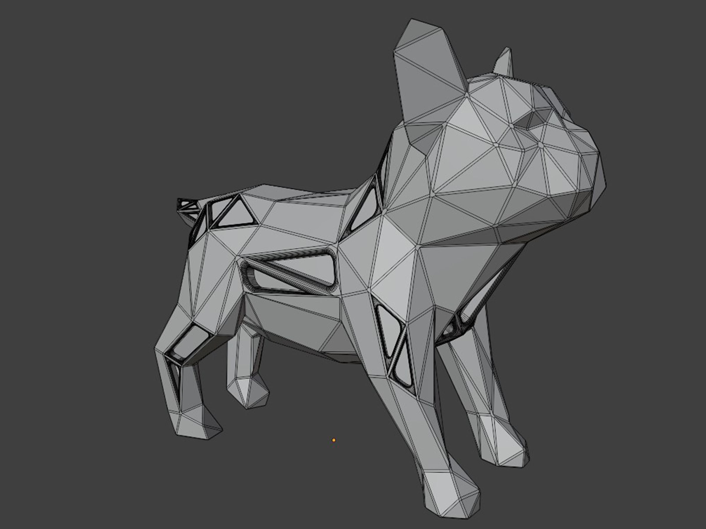 Polygonal Bulldog Puppy 3D print model_6