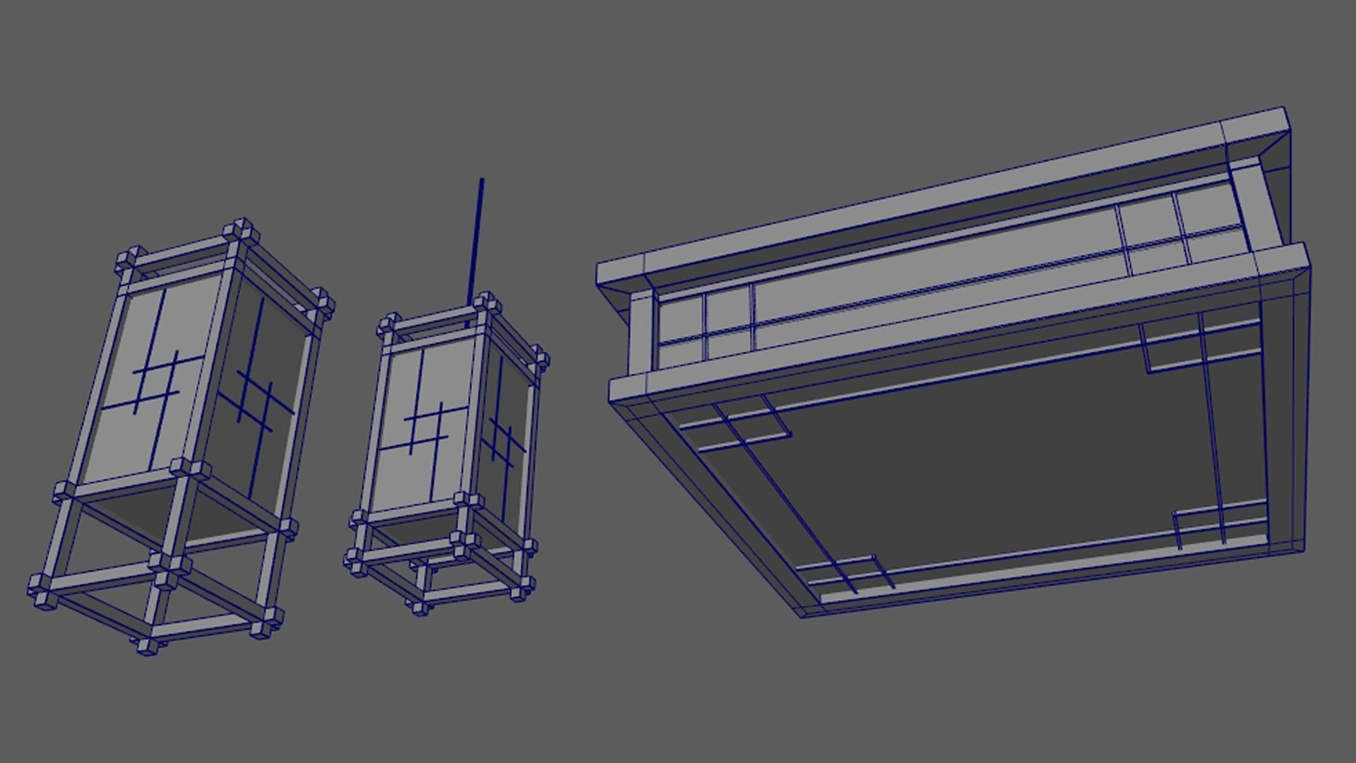 Japanese Lamp Kit Low-poly 3D model_6