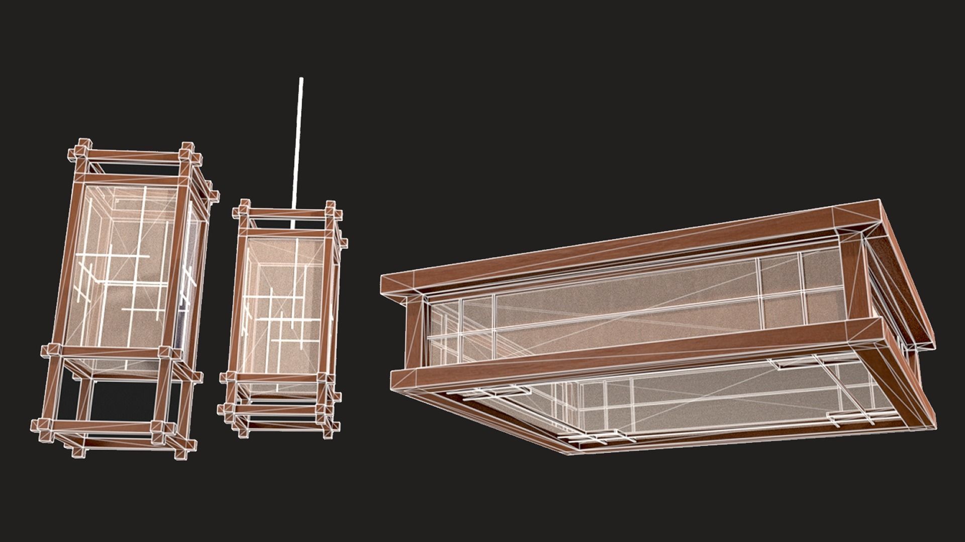 Japanese Lamp Kit Low-poly 3D model_5