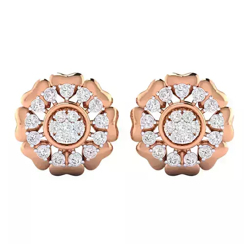 Women Stud Earrings STL JCD OBJ FBX Renders Details