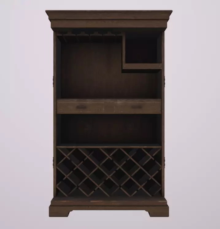 Liquor Shelf Low-poly 3D model_0