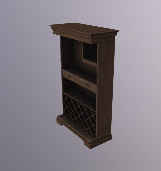 Liquor Shelf Low-poly 3D model_2