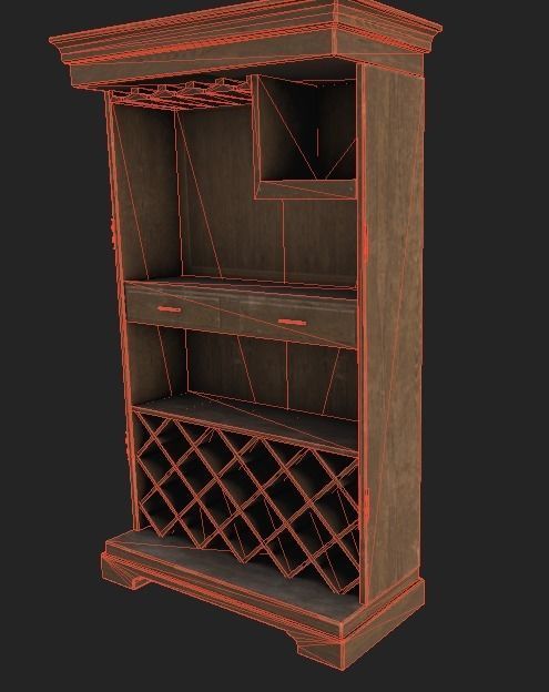 Liquor Shelf Low-poly 3D model_5