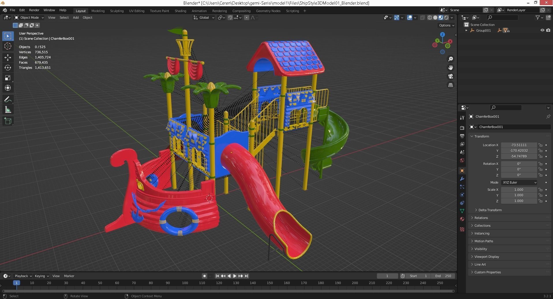 Ship Themed Playground Model - 01 3D model_6