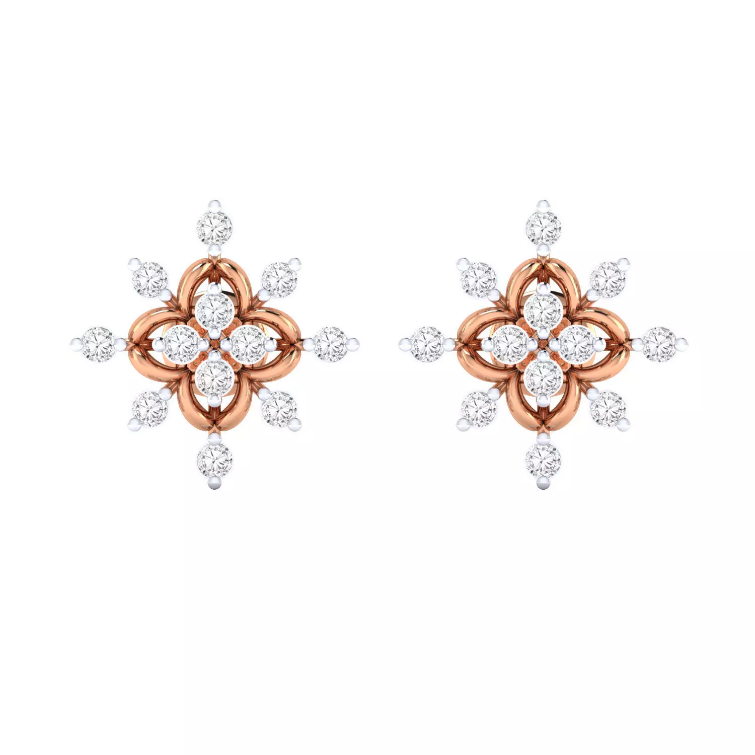 Women Stud Earrings STL JCD OBJ FBX Renders Details 3D print model_0