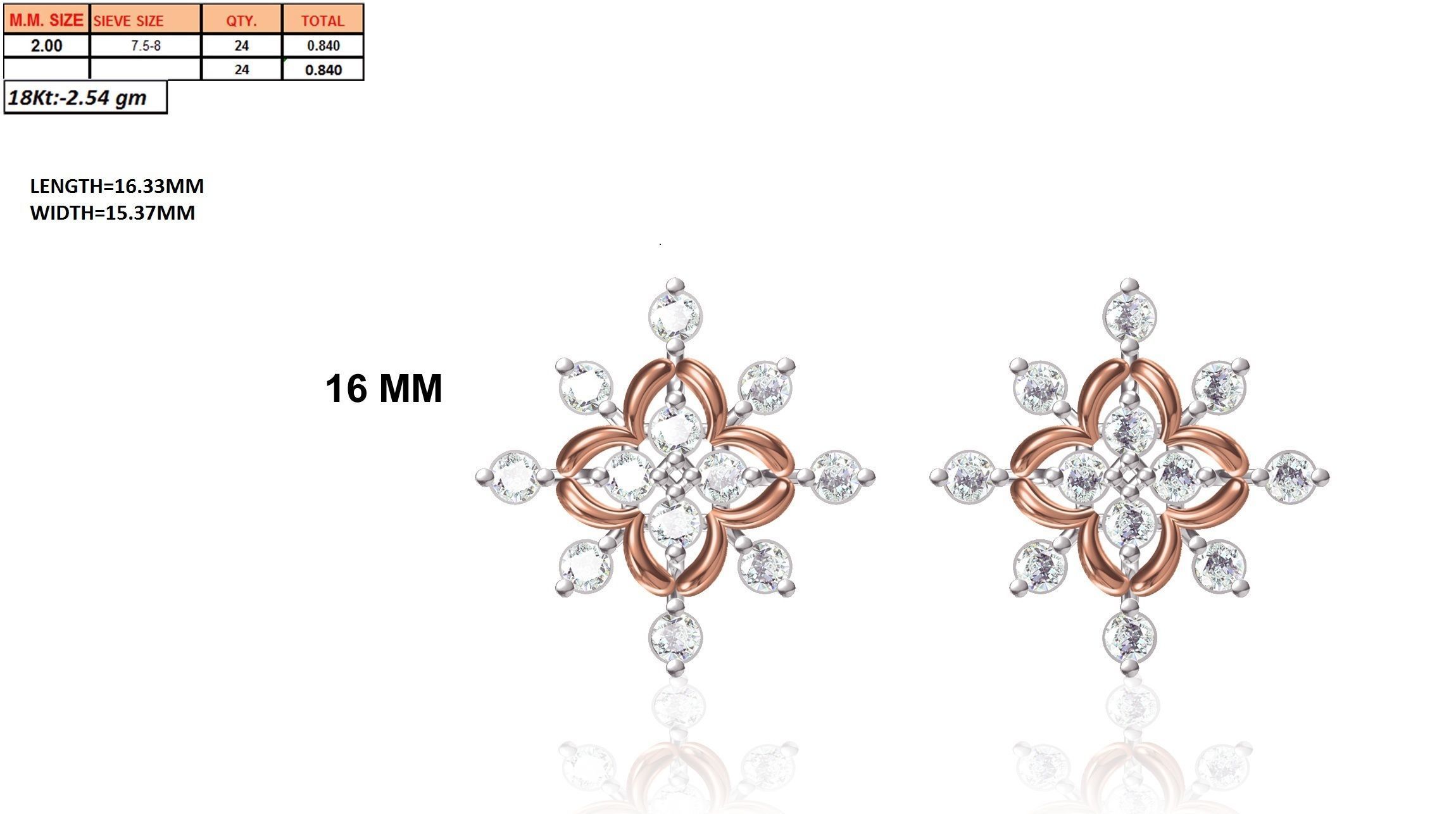 Women Stud Earrings STL JCD OBJ FBX Renders Details 3D print model_18