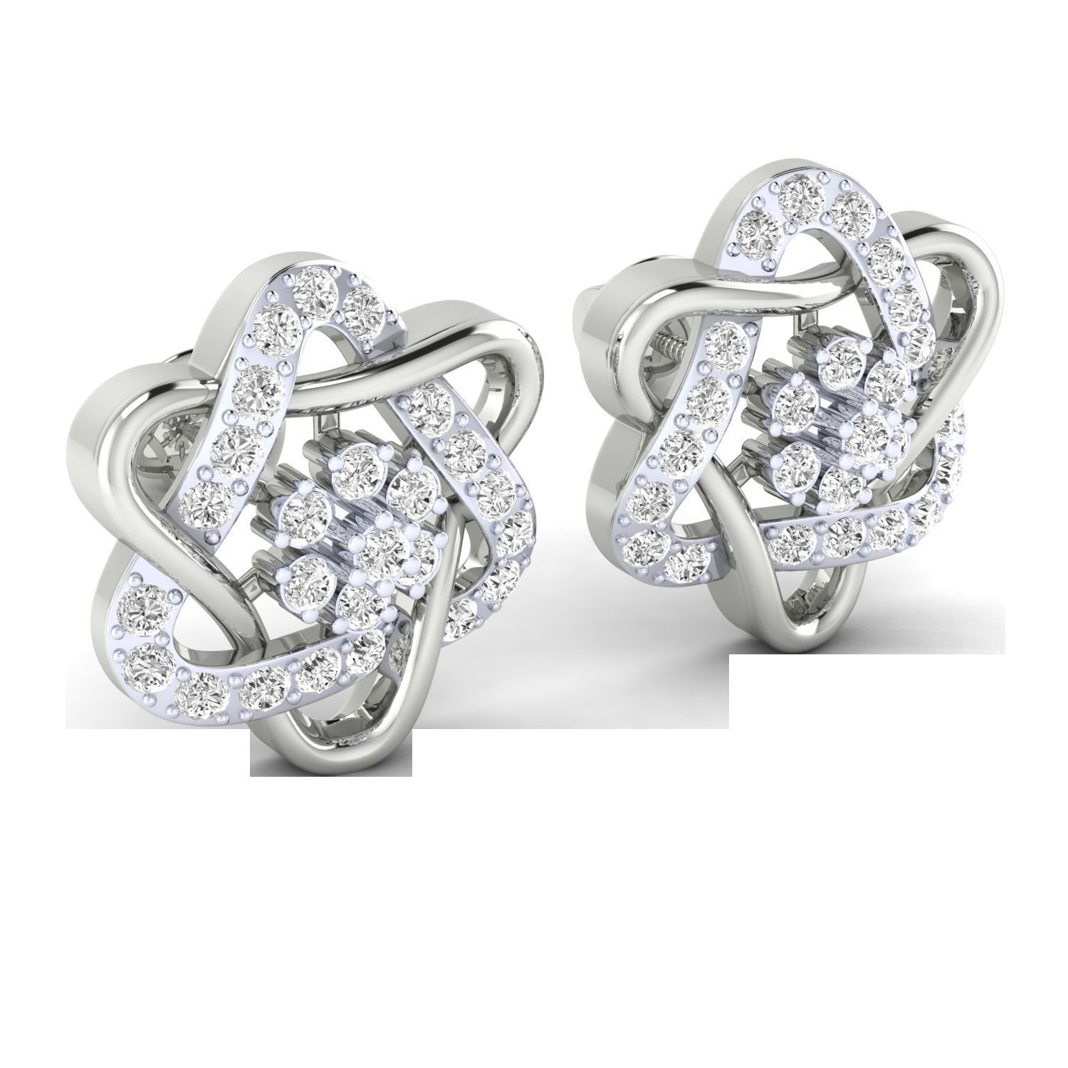 Women Stud Earrings STL JCD OBJ FBX Renders Details 3D print model_9