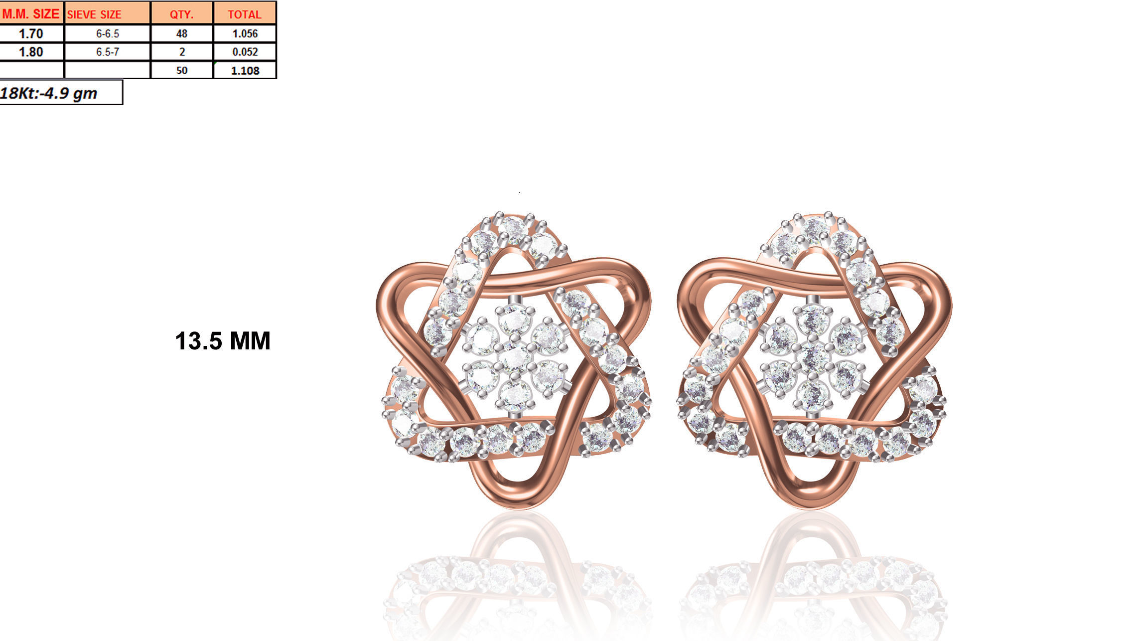 Women Stud Earrings STL JCD OBJ FBX Renders Details 3D print model_18