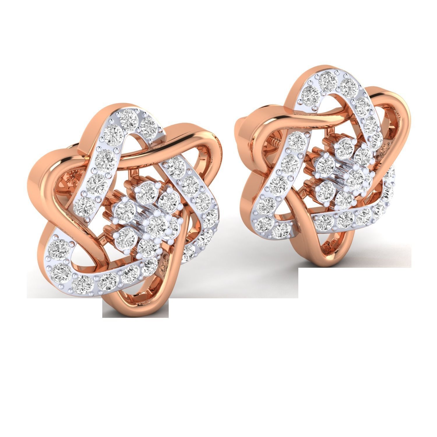 Women Stud Earrings STL JCD OBJ FBX Renders Details 3D print model_3