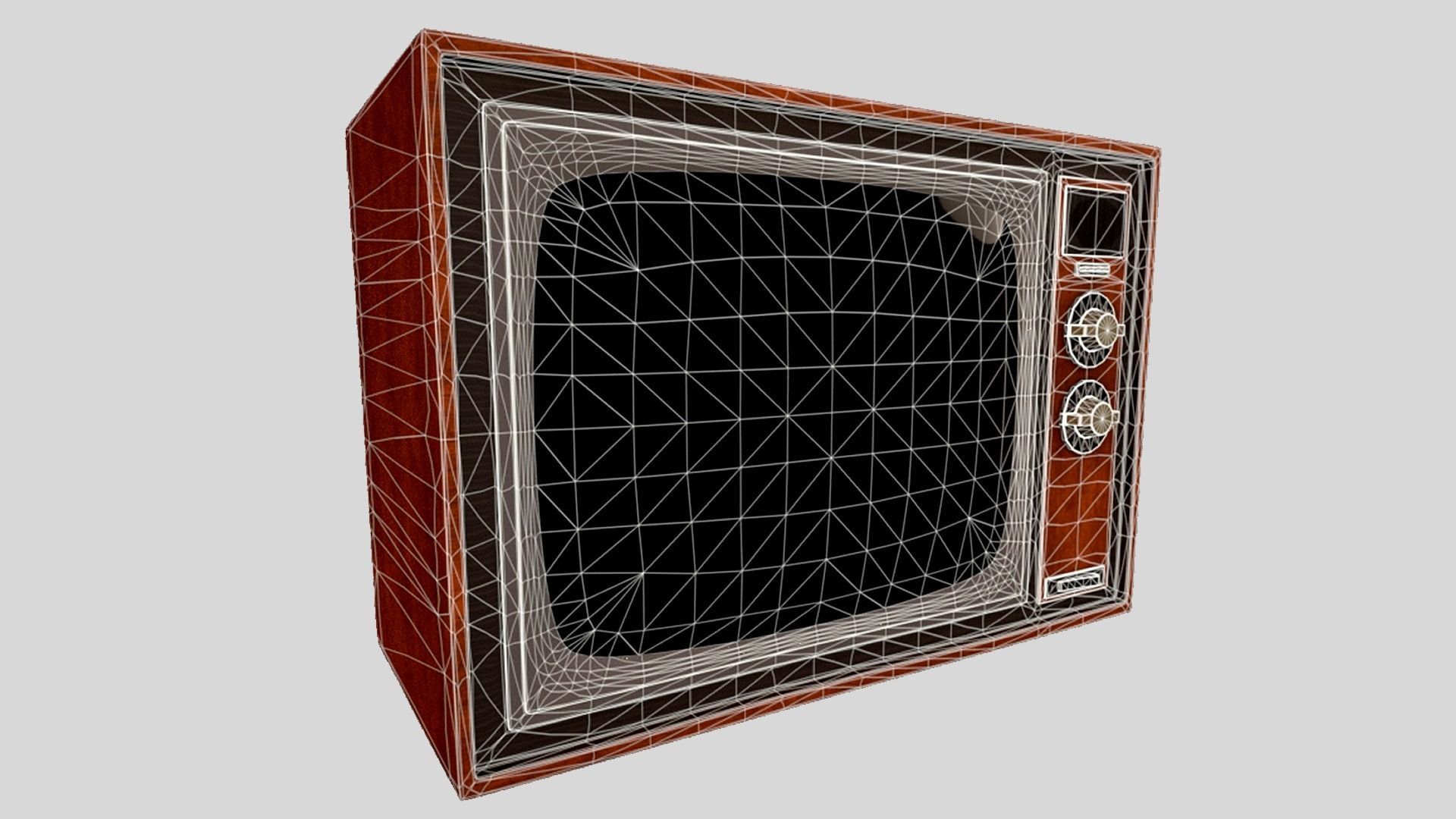 Showa Old Television Low-poly 3D model_7