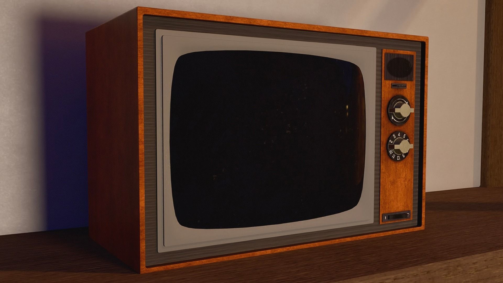Showa Old Television Low-poly 3D model_4