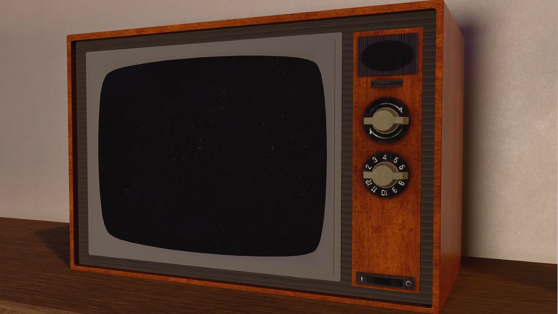 Showa Old Television Low-poly 3D model_5