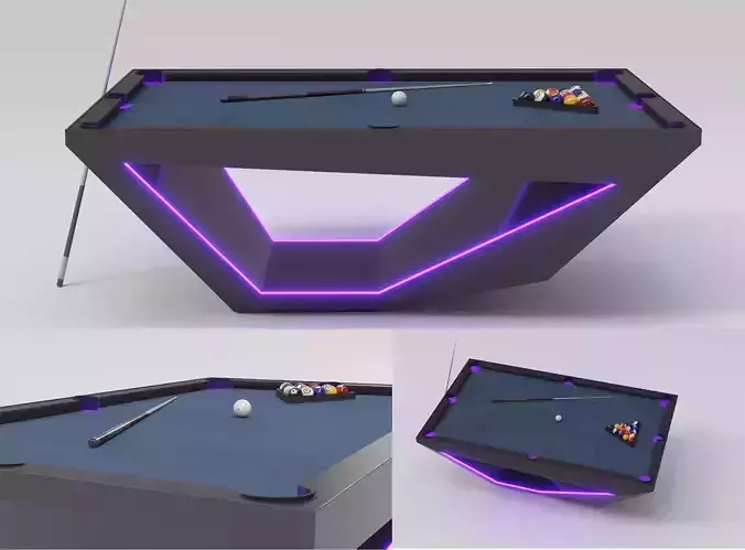 billiard Pool Table with stick and 16 balls Low-poly 3D model Low-poly 3D model