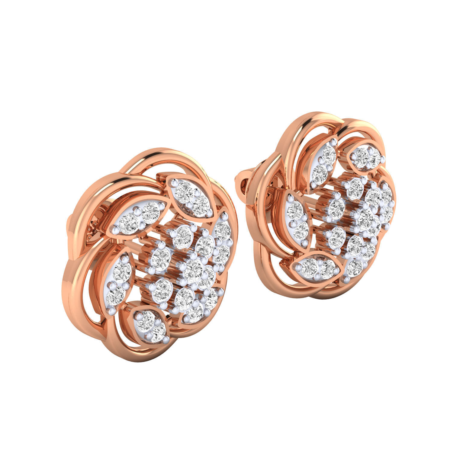 Women Stud Earrings STL JCD OBJ FBX Renders Details 3D print model_3