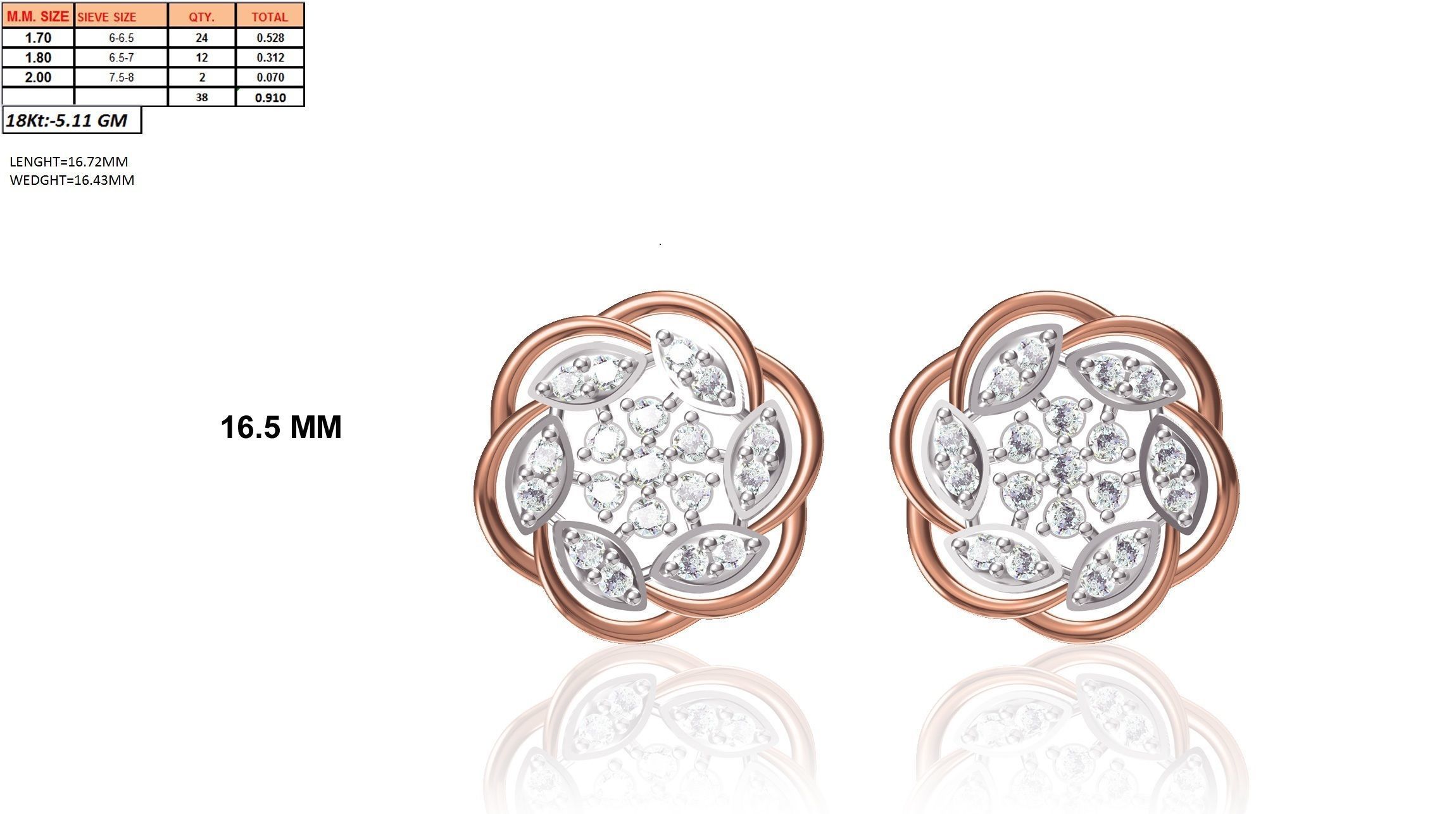 Women Stud Earrings STL JCD OBJ FBX Renders Details 3D print model_19